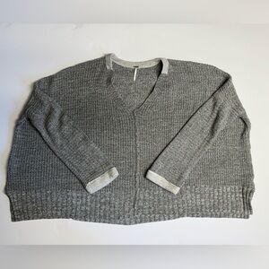 Free People Gray V-Neck Women's Sweater